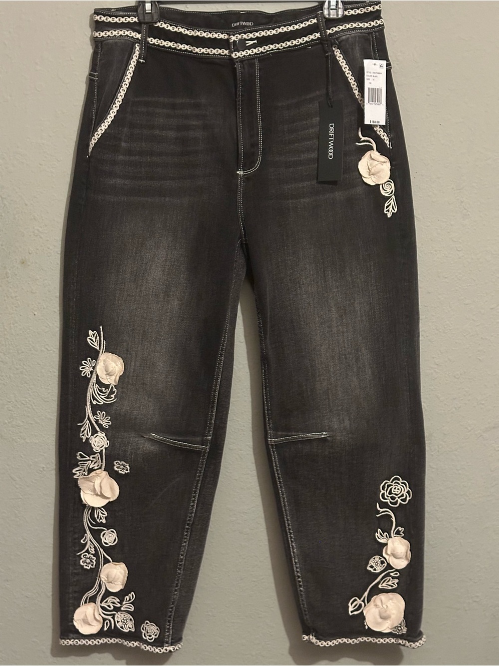 Driftwood Barbara Denim Embroidered Black Jeans